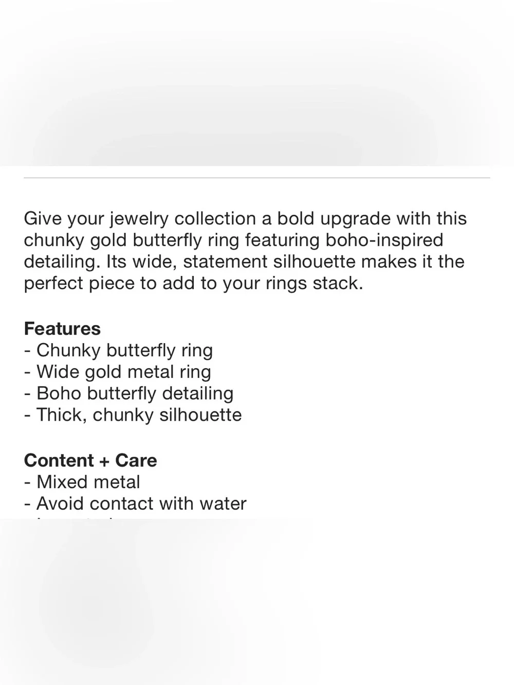 Chunky Boho Gold Statement Butterfly Ring